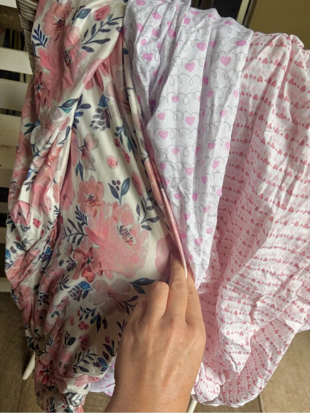 Three 3 Lot Pink Baby Girl Home Bedding Fitted Crib Sheets Floral Heart Designs